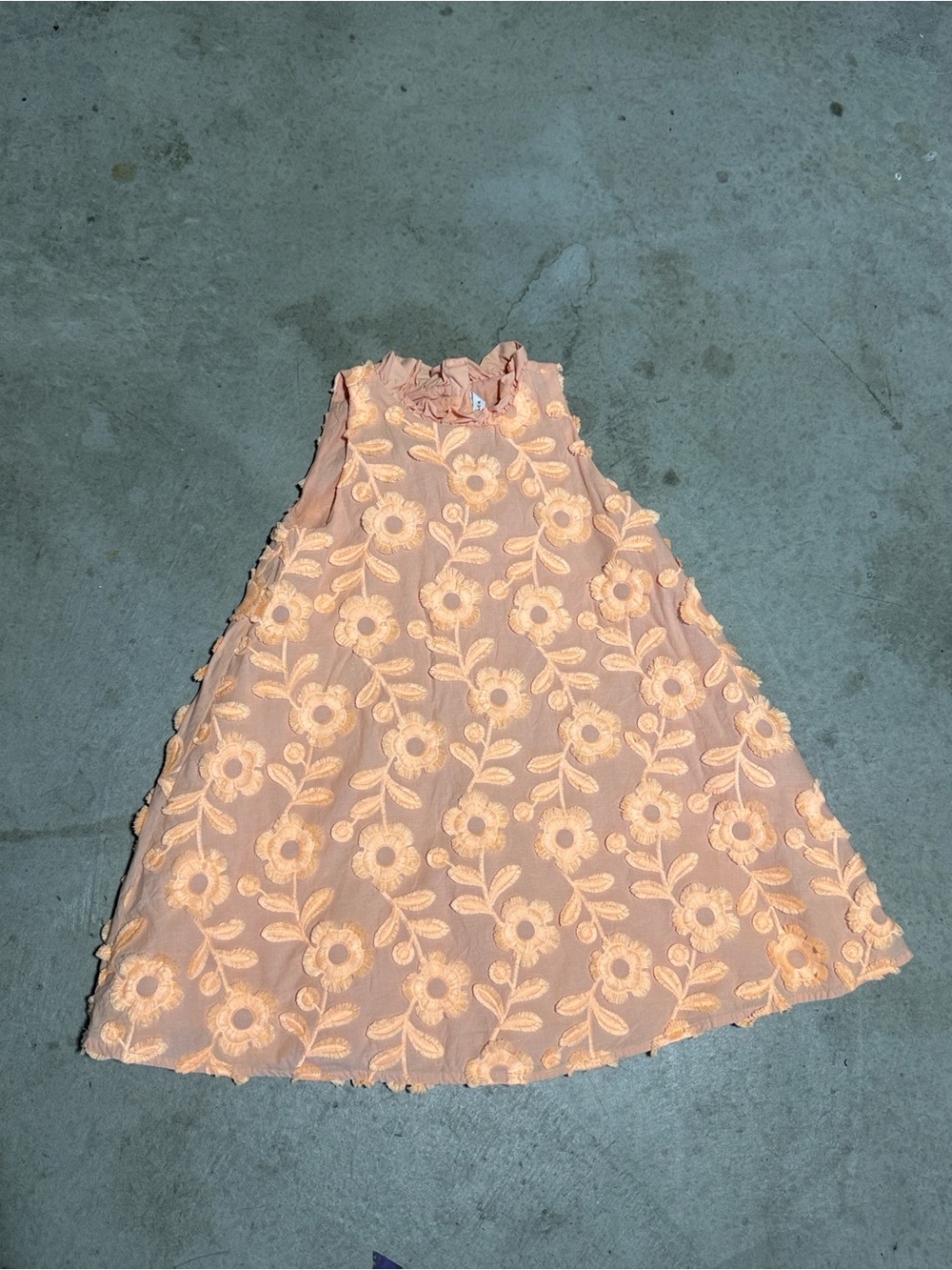 Janie and Jack Peach Embroidered Floral A-Line Dress